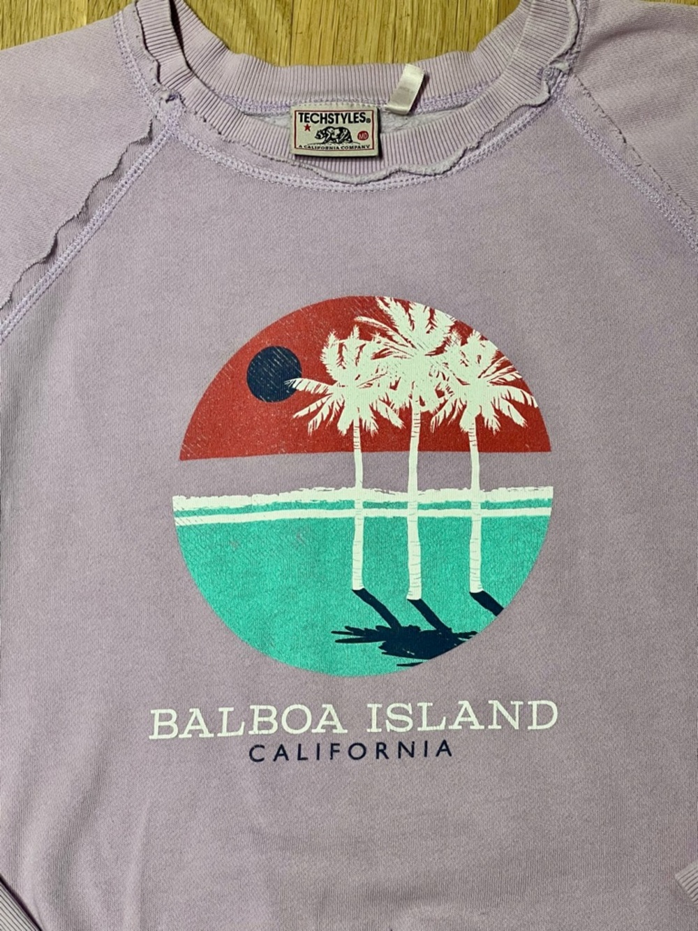 Balboa Island California Techstyles Lavender Crewneck Sweatshirt Coastal Medium